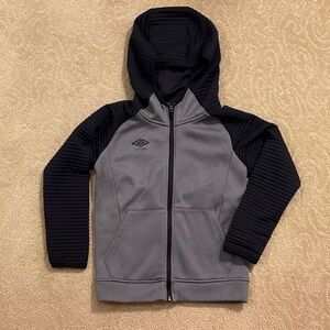 Umbro Kids Charcoal and Black Zip-Up Hoodie
